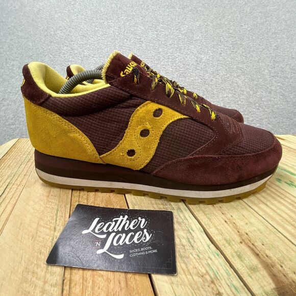 Saucony Shoes - Saucony Jazz Shoes Womens Sz 10 Brown Gold Suede Athletic Sneakers S60497-14